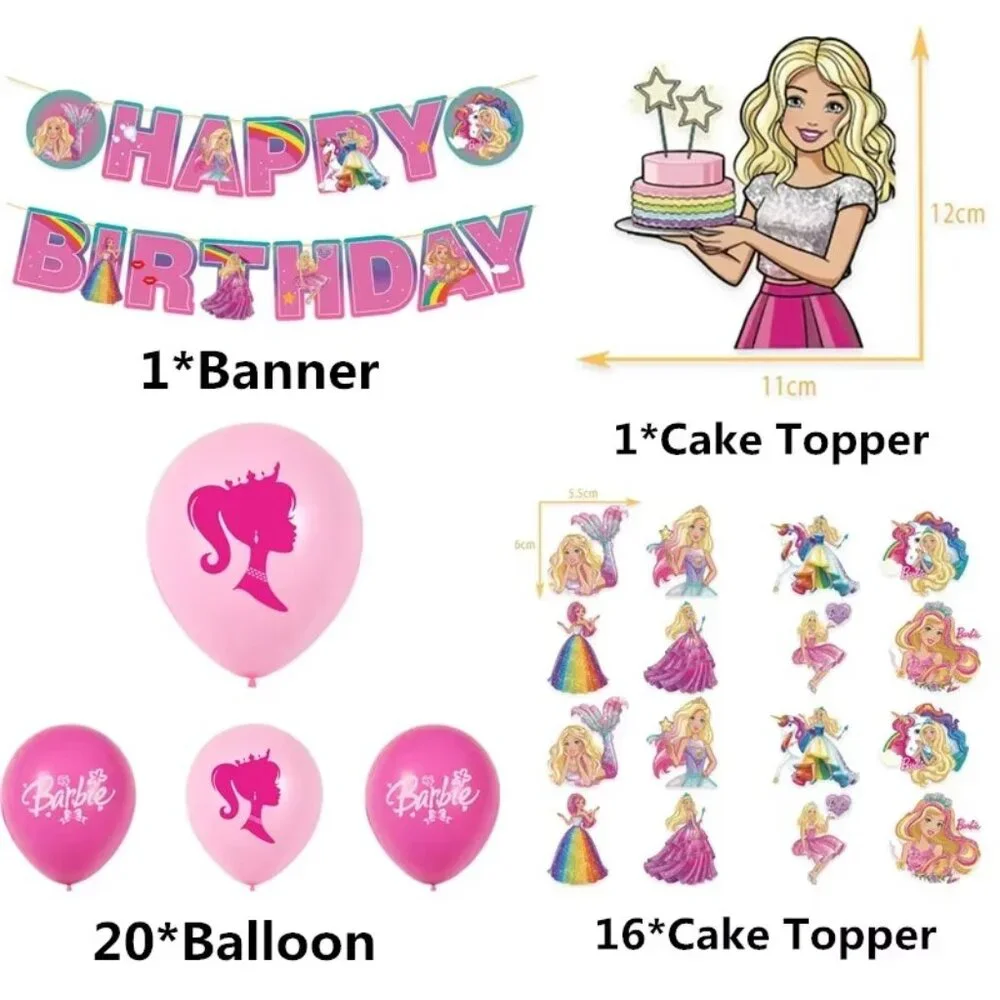 Barbie Birthday Decoration Set - 38 Pieces